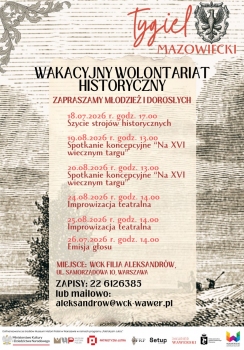plakat informujący o spotkaniach dla wolontariuszy w sierpniu