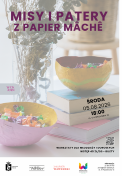 Plakat przedstawiający Designerskie misy i patery z papier mâchê promujący wardztaty 05.08.2026 o godz.18.00