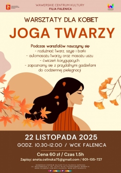 Warsztaty dla Kobiet "Joga twarzy", 22.11.2025, godz.10.30, wstęp 60zł - zapisy