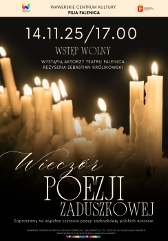 Wieczór poezji zaduszkowej 14.11.25 godzina 17.00. Wstęp wolny