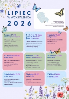 Harmonogram wydarzeń w WCK Falenica na lipiec 2026, zapraszamy 