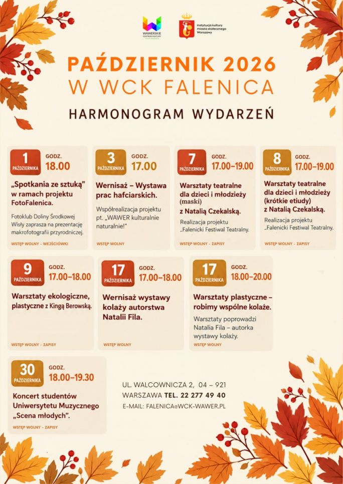 
			Harmonogram wydarzeń - Październik w Falenicy