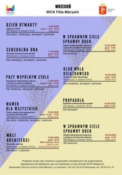 Grafika dekoracyjna z rozpiską wydarzeń