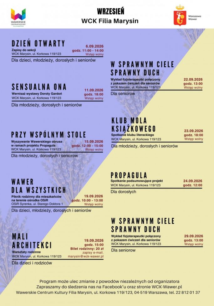 
			Grafika dekoracyjna z rozpiską wydarzeń