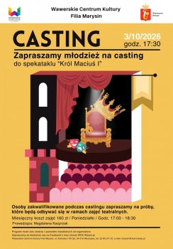 Grafika dekoracyjna ze sceną i atrybutami królewskimi. 