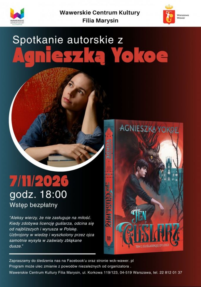 
			Zdjęcie autorki Agnieszki Yokoe i okładka książki Ten Guślarz 
