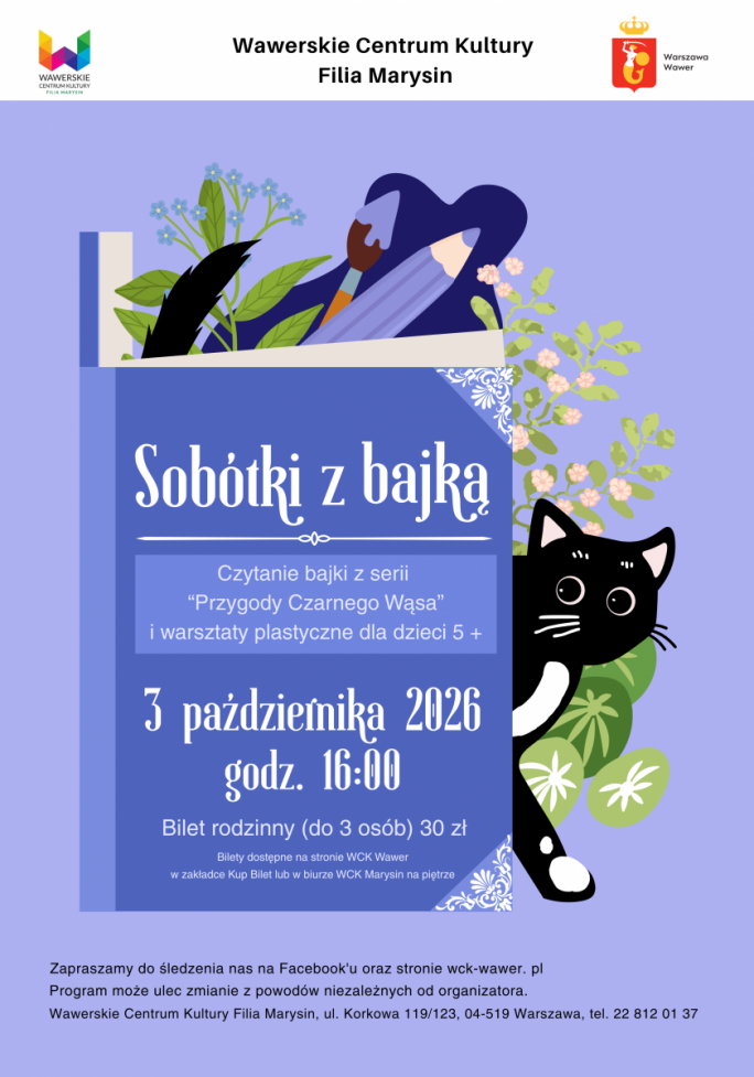 
			Grafika dekoracyjna z czarnym kotem wychodzącym z otwartej książki. 