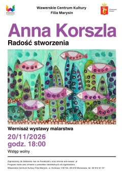 Obraz Pani Anny Korszli przedstawiający kolorowe abstrakcyjne rybki i podwodną roślinność. 