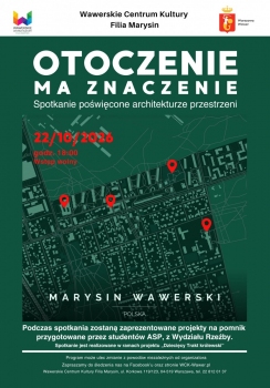 Zielona mapa okolicy Marysina Wawerskiego z czterema naniesionymi lokalizacjami. 