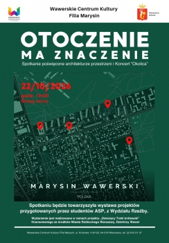 Zielona mapa okolicy Marysina Wawerskiego z czterema naniesionymi lokalizacjami. 