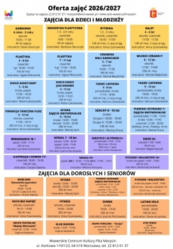 Zajęcia w WCK Filia Marysin. Sezon 2026/2027