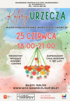 kolorowy plakat z wiszącą ozdobą z owocami
