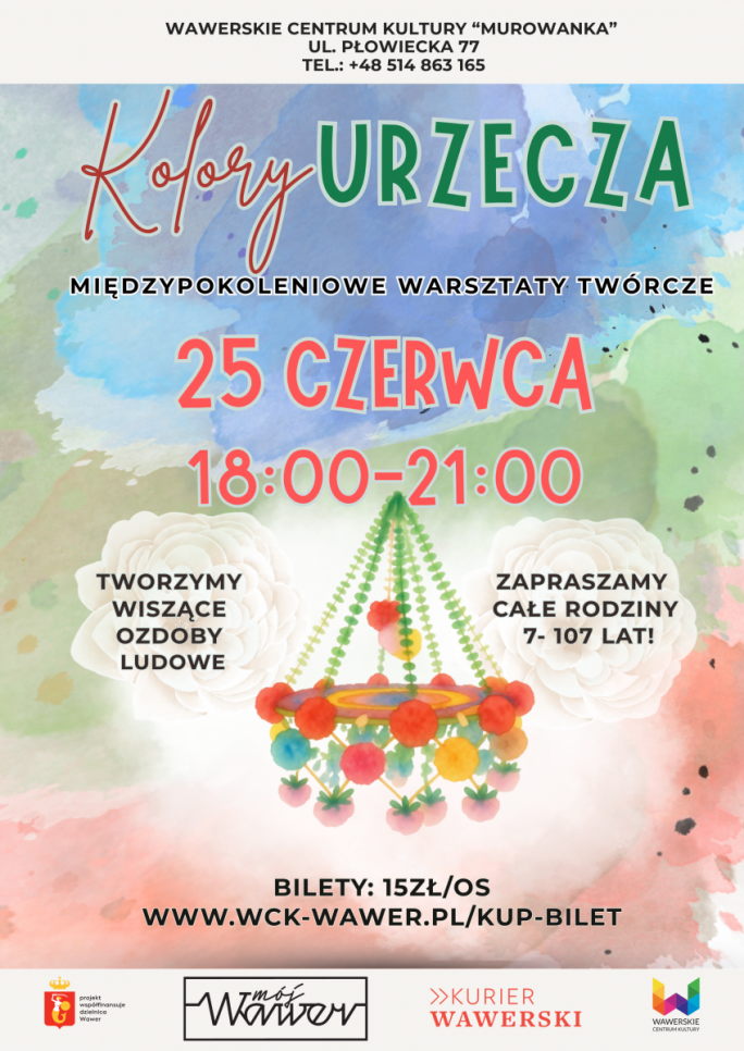 
			kolorowy plakat z wiszącą ozdobą z owocami