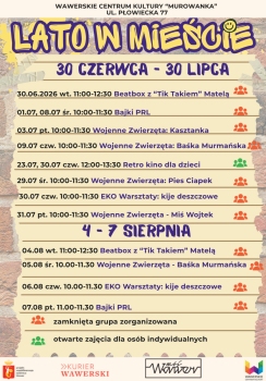 harmonogram Murowanki Lato w mieście 2026 ul. Płowiecka 77 w warszawie