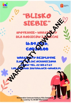 na kolorowym tle informacja  o spotkaniu rodziców z dziecmi
