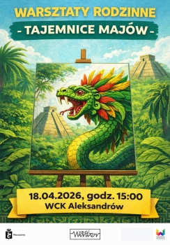 Centralnym elementem grafiki jest obraz na sztaludze, przedstawiający Pierzastego Węża (mitologiczne bóstwo Kukulkan) o intensywnie zielonych łuskach i pióropuszu w kolorach czerwonym, żółtym i pomarańczowym. W tle obrazu oraz za sztalugą widoczna jest gęsta, zielona dżungla oraz kamienna piramida schodkowa, charakterystyczna dla architektury Majów.