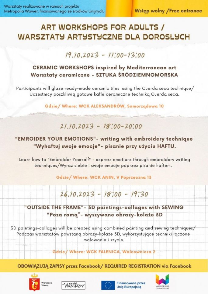 
			Creative workshops/ 19-26.10.2023 / WCK Anin/ WCK Falenica/ WCK Aleksandrów